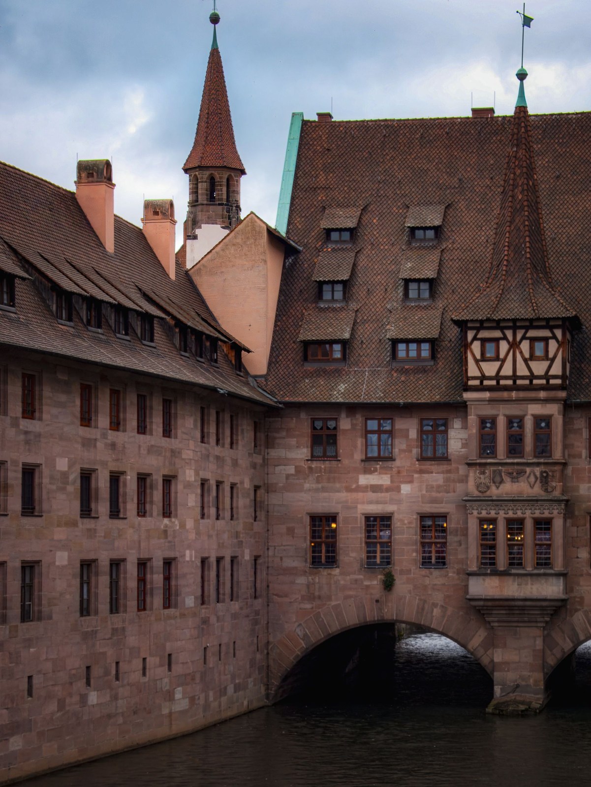 Historic buildings beside the water in Nuremberg