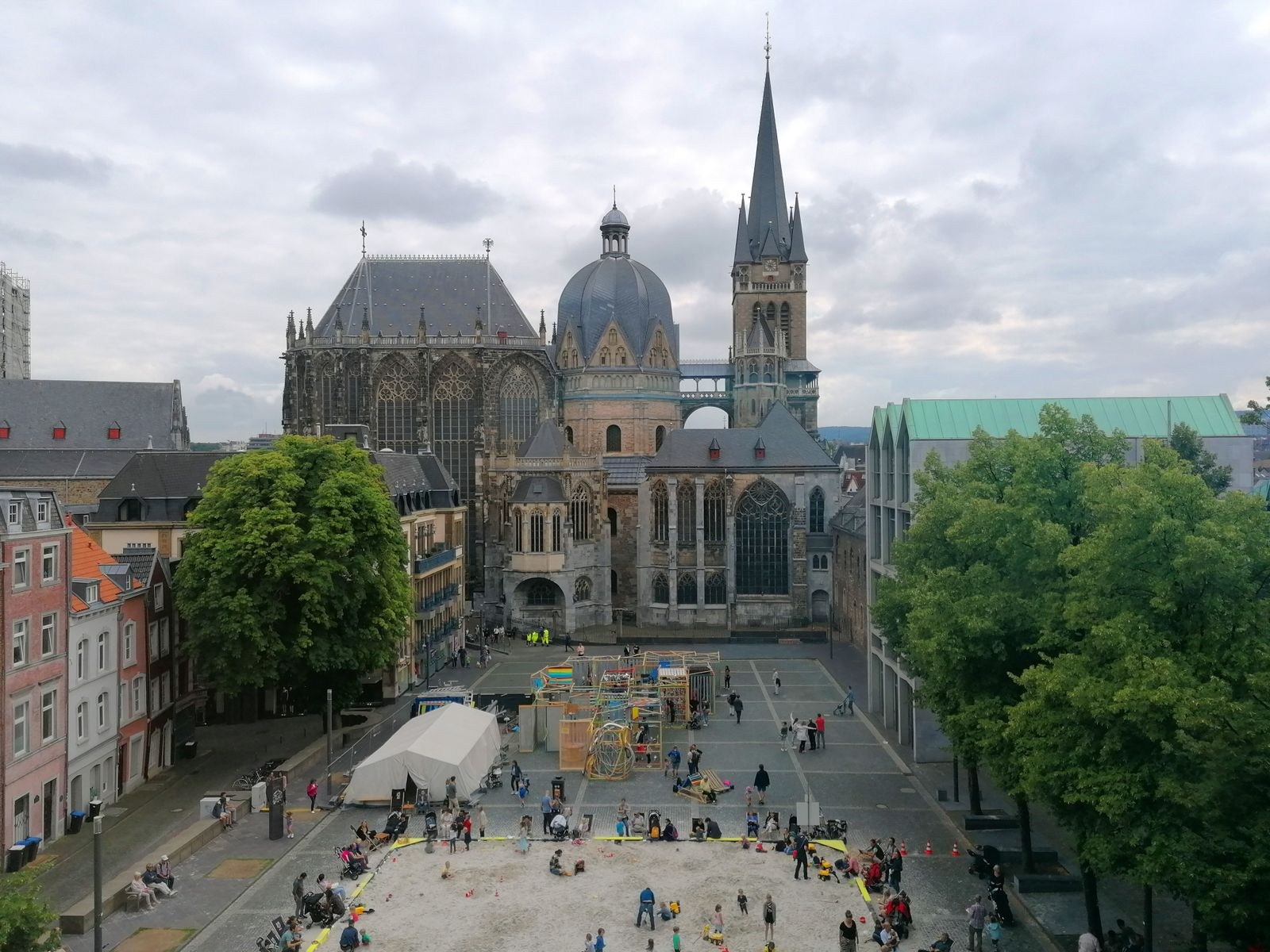 Aachen Cathedral and the busy square in front
