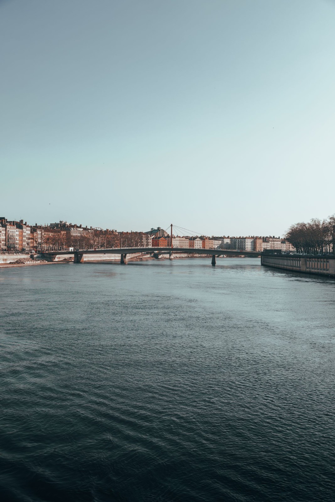 River with a bridge and waterfront buildings in Lyon