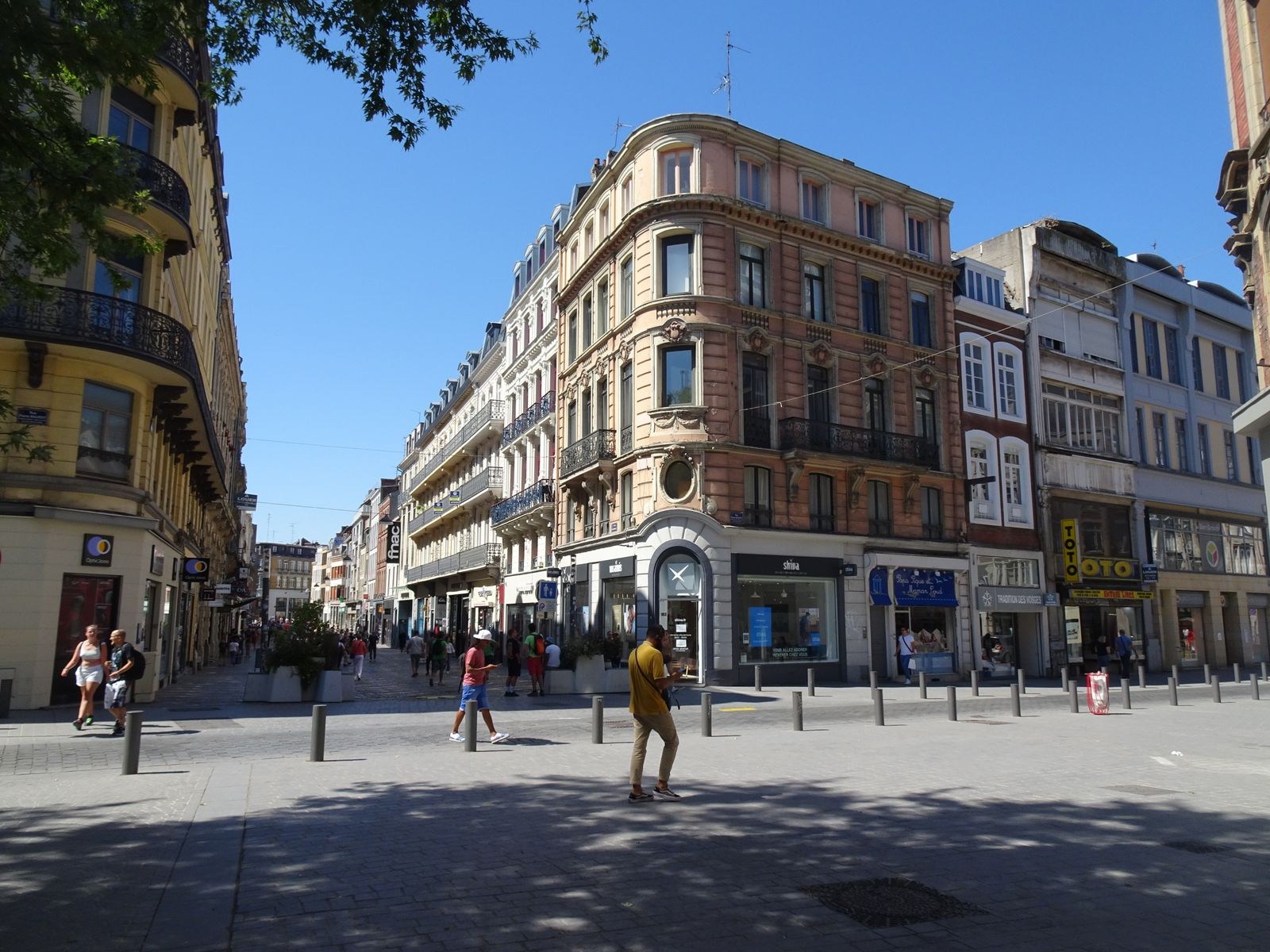 Street junction with historic facades in Lille