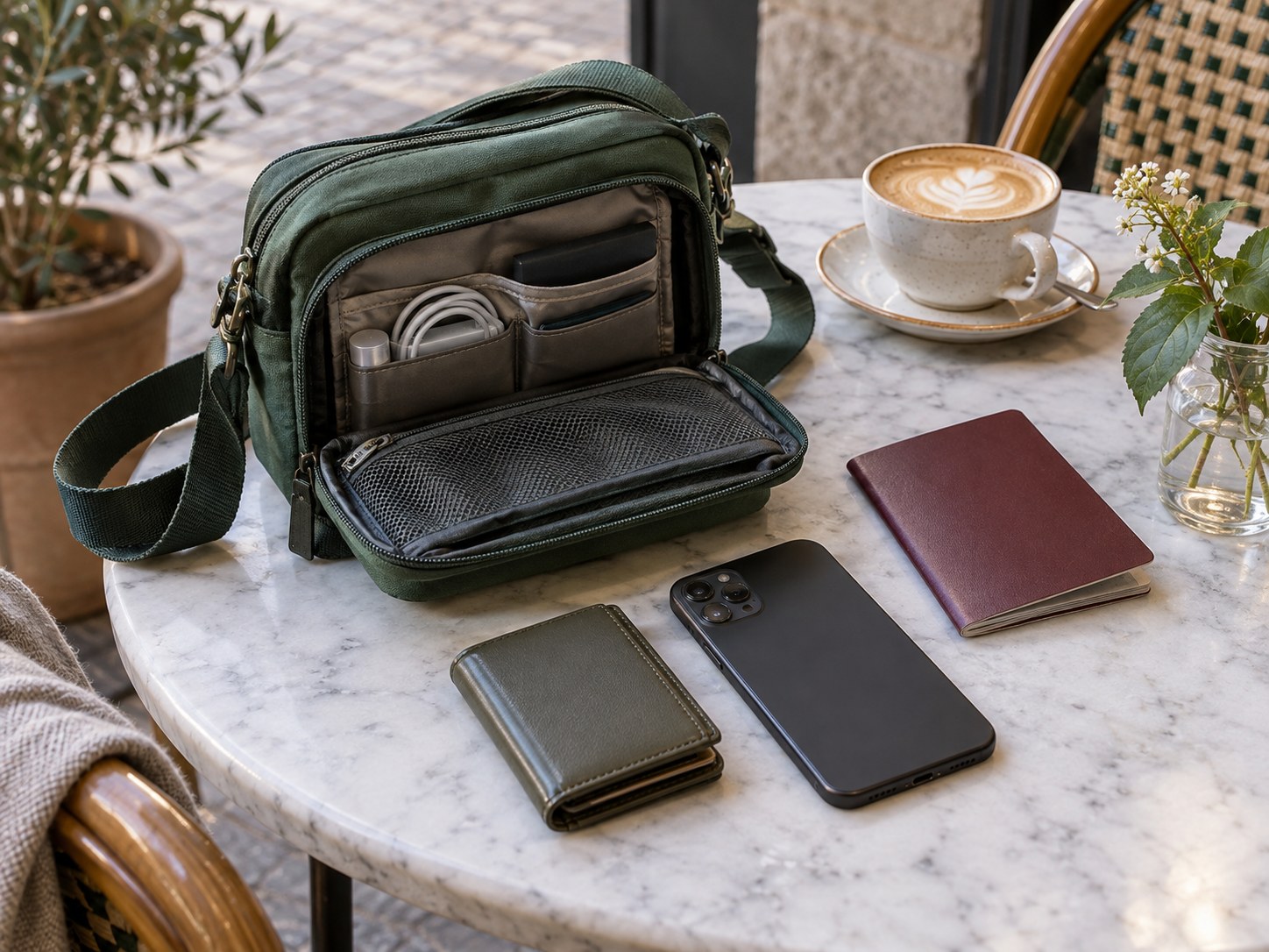 Small crossbody bag with a phone and document cover